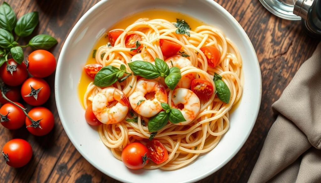 pates aux crevettes et tomates cerises pates aux crevettes et tomates cerises